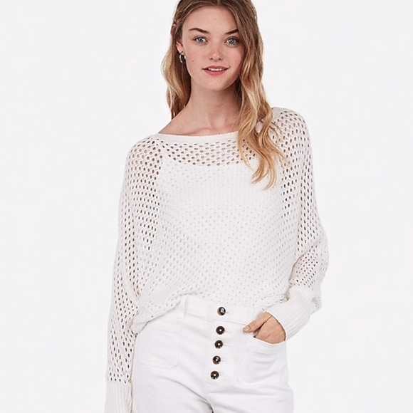 🆕 Express White Knit Mesh Top 💖 - Picture 2 of 7